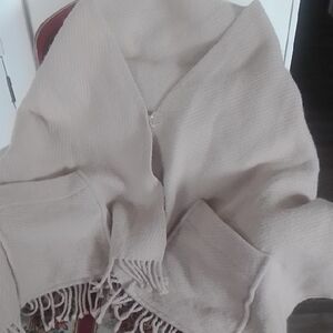 Large Cream Wrap with Fringe